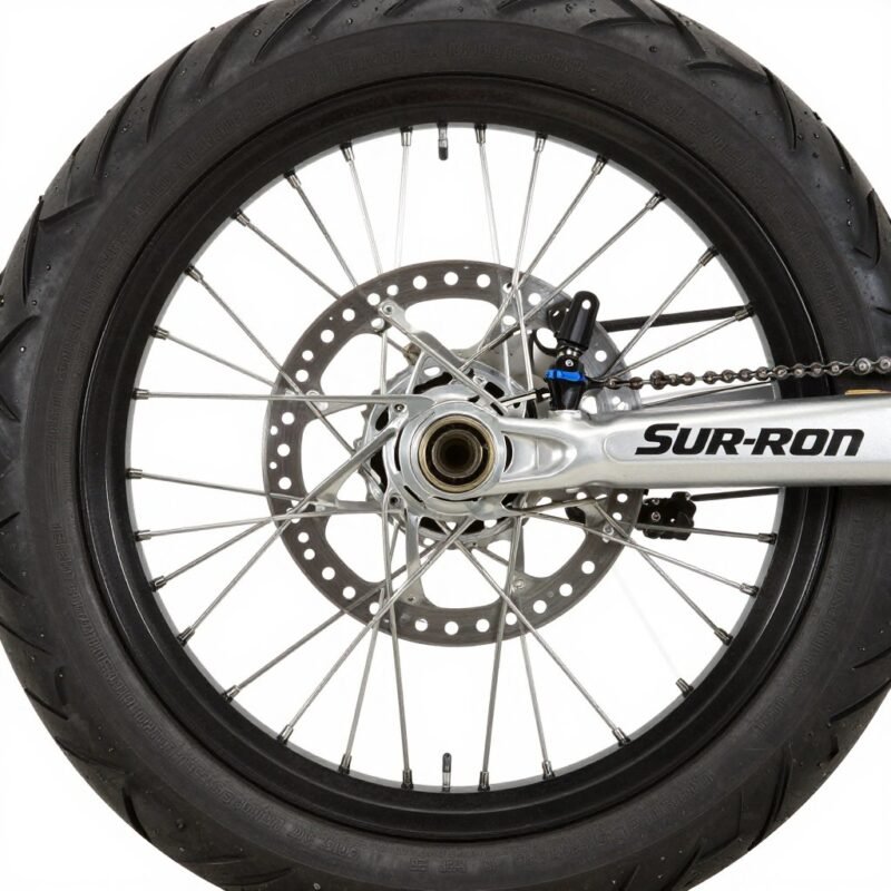 Sur-Ron supermoto front wheel assembly with street tire