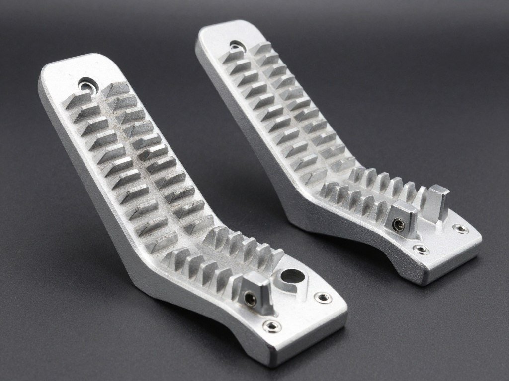 Upgraded aluminum footpegs for Sur-Ron with aggressive grip pattern